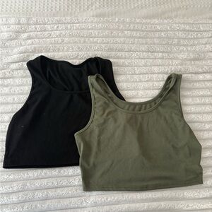 SHEIN Black and Olive Crop Tops